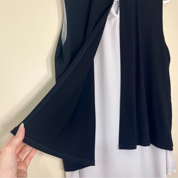 Cupio Women’s Preppy Black and White Collared Sleeveless Blouse Size L - Picture 4 of 6